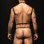 Envy 3 Pc Wet Look Chest Harness - Large/xlarge - Black Panties & Thongs Envy Menswear