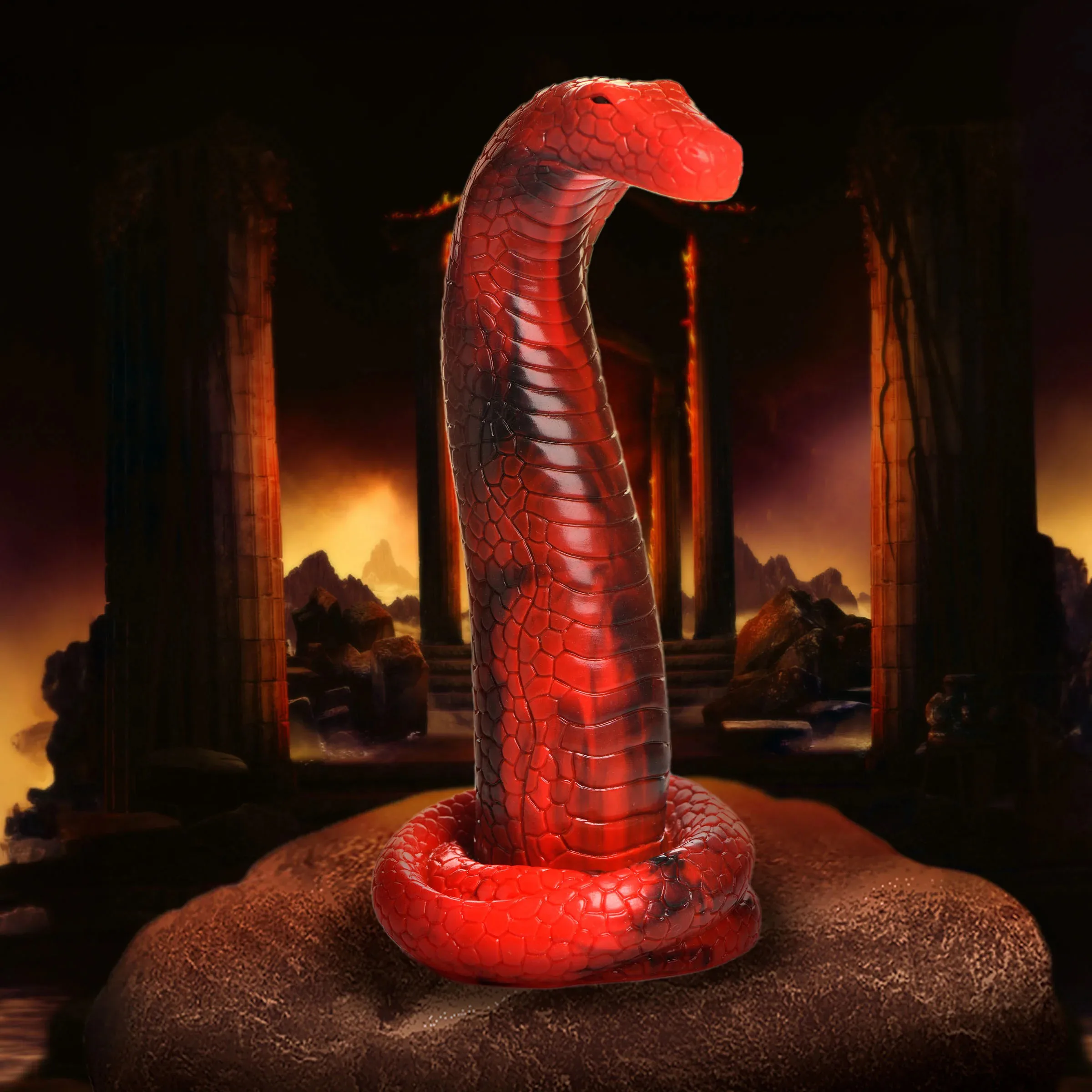 King Cobra King Cobra Silicone Dildo - Red Dildos XR Brands