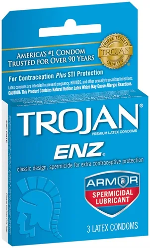 Trojan Enz Armor Spermicidal Lubricated Condoms - 3 Pack Lubes & Essentials Paradise Marketing