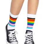 Pride Crew Socks - One Size - Rainbow Festival & Rave Leg Avenue