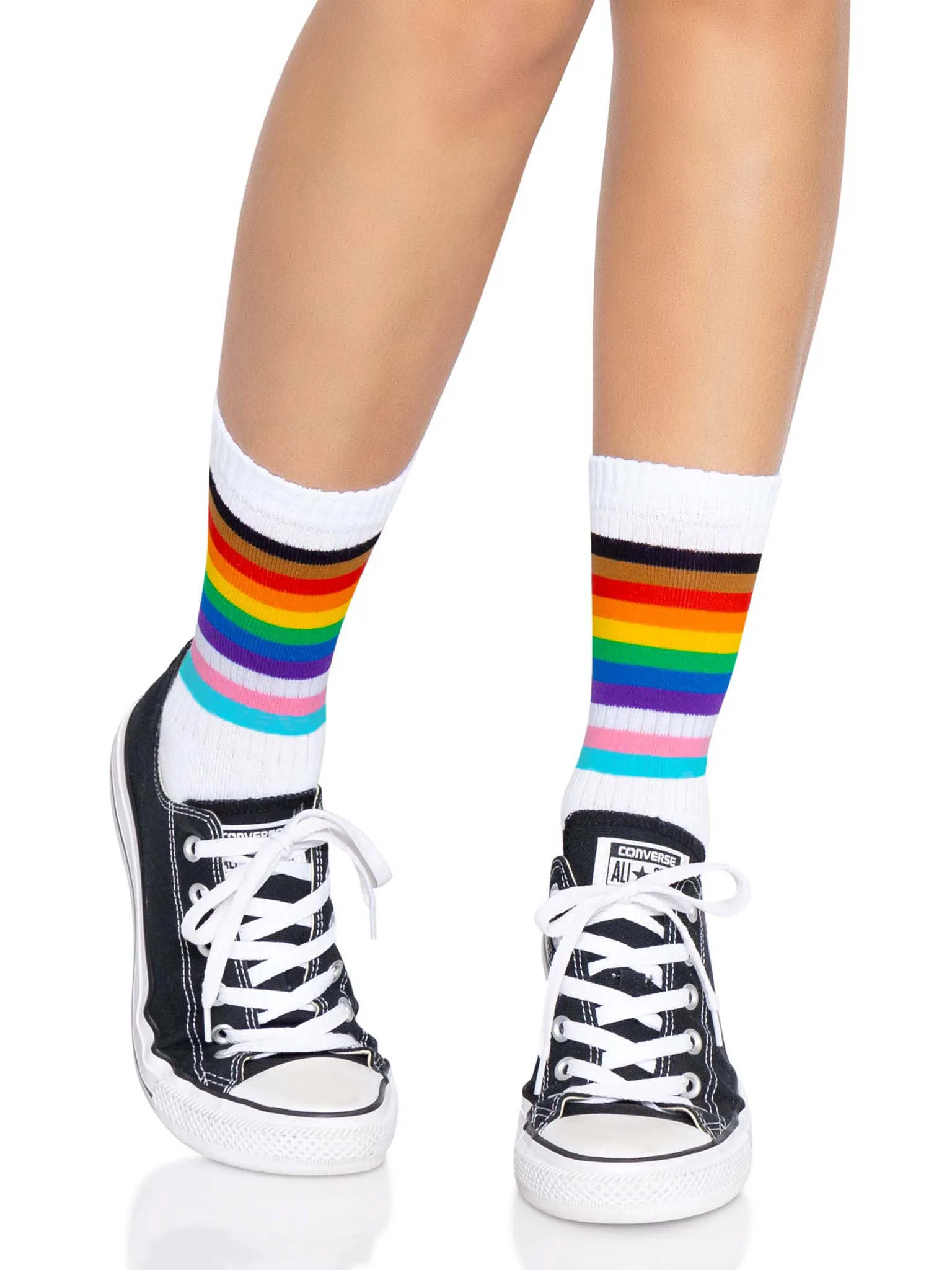 Pride Crew Socks - One Size - Rainbow Festival & Rave Leg Avenue