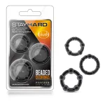 Stay Hard - Beaded Cock Rings - 3 Pack - Black Enhancers Blush