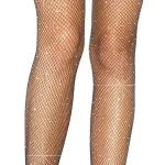 Casey Rhinestone Fishnet Suspender Pantyhose - One Size - Black Hosiery & Garters Leg Avenue