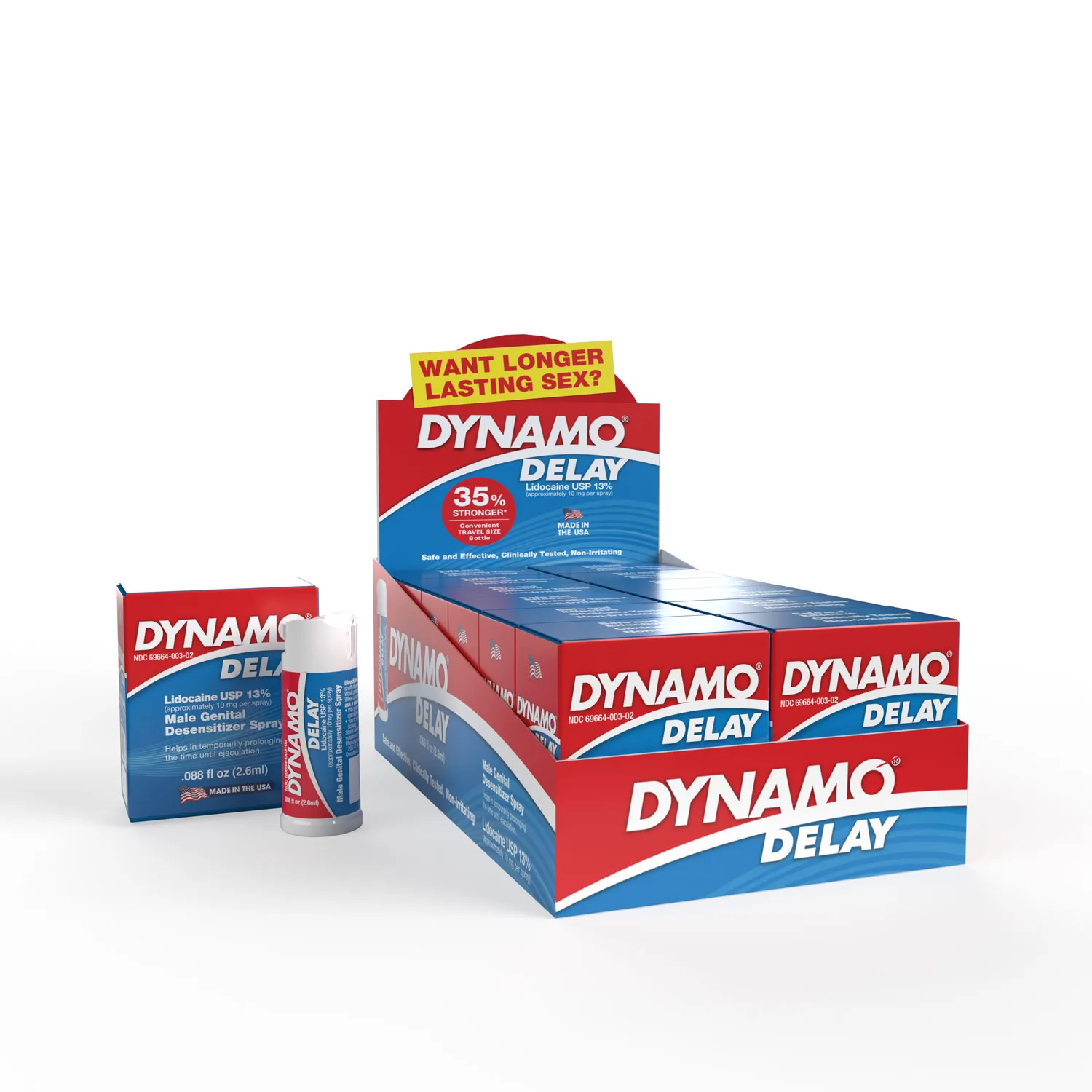 Dynamo Delay to Go in Pop Box .088 Fl Oz - 12 Ct Box - Display Lubes & Essentials Screaming O