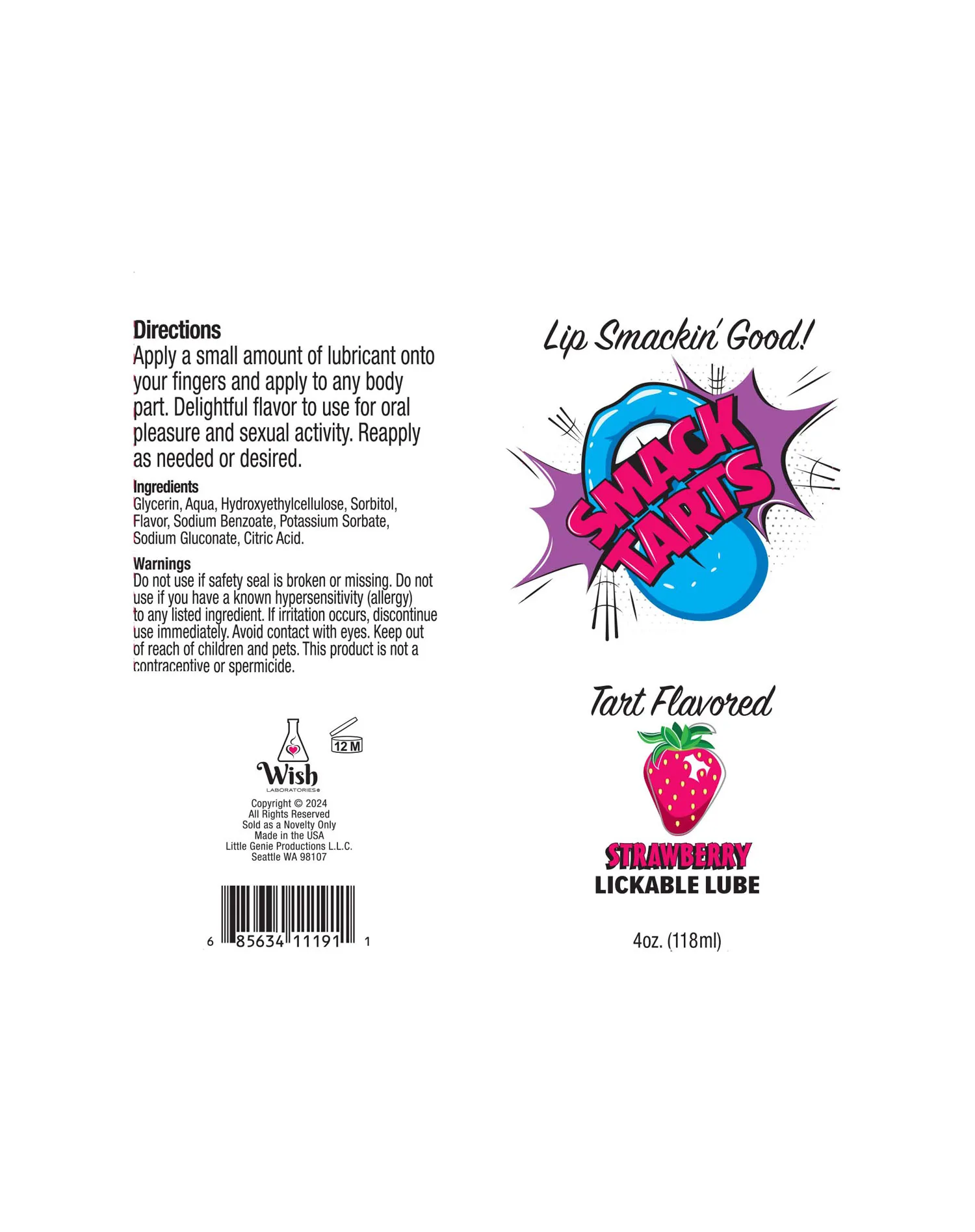 Smack Tarts 4oz Lickable Flavored Lubricant - Strawberry Lubes & Essentials Little Genie