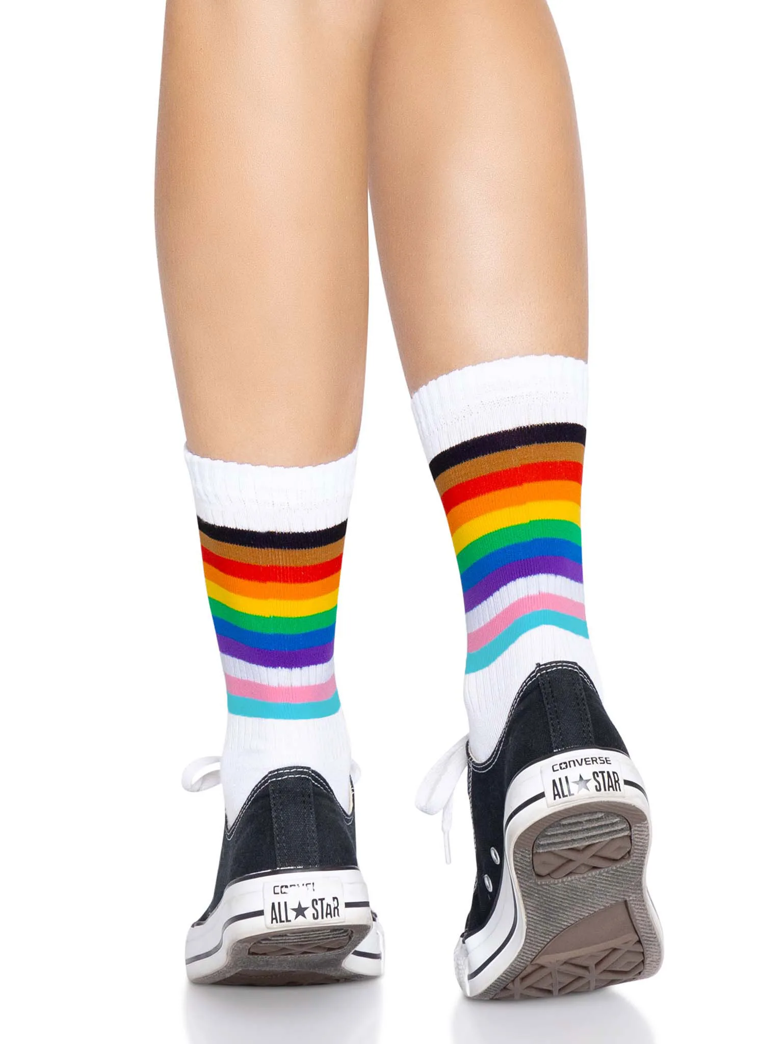 Pride Crew Socks - One Size - Rainbow Festival & Rave Leg Avenue