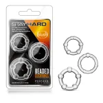 Stay Hard - Beaded Cock Rings - 3 Pack - Clear Enhancers Blush