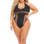 Hot Too Handle Bodysuit - Queen Size - Black Teddies & Bodysuits Pink Lipstick