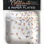 Glitterati Penis Party Paper Plates - 8 Count Body & Beauty Little Genie