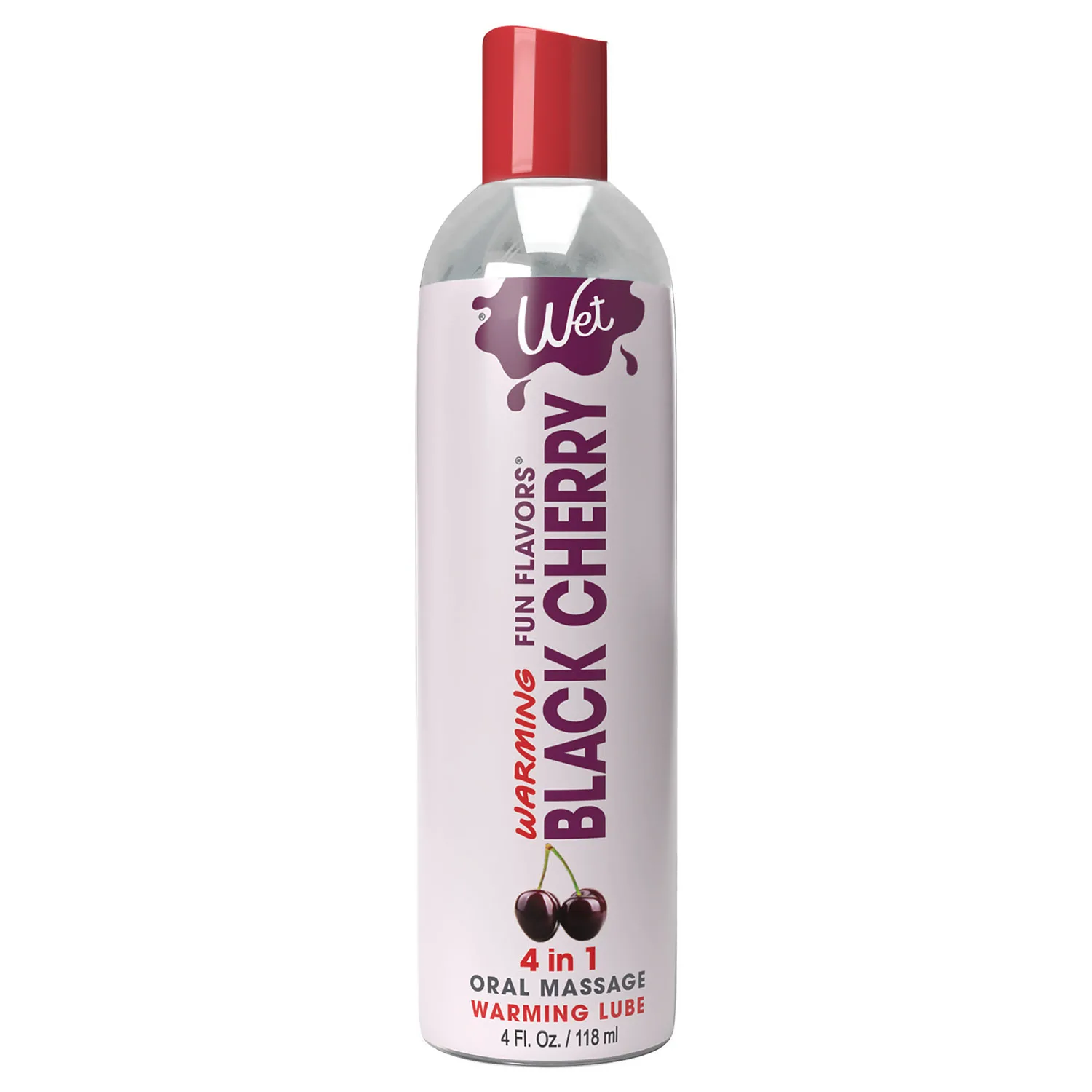 Wet Warming Fun Flavors - Black Cherry - 4 in 1 Lubricant 4 Oz Lubes & Essentials Wet