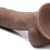 Fleshstixxx 8" Vibrating Silicone Dildo With Balls Brown Dildos Curve Toys