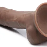 Fleshstixxx 8" Vibrating Silicone Dildo With Balls Brown Dildos Curve Toys