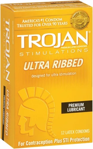 Trojan Stimulations Ulta Ribbed - 12 Pack Lubes & Essentials Paradise Marketing