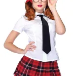 Private School Sweetie Costume - Large - White / Red Costumes Leg Avenue