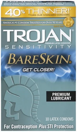 Trojan Sensitivity Bareskin Lubricated Condoms - 10 Pack Lubes & Essentials Paradise Marketing