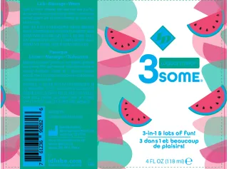 3some 3-in-1 Lubricant - Watermelon - 4 Fl. Oz. Lubes & Essentials I.D. Lubricants