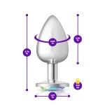 Clear Iridescent Round Gem Silver Metal Plug - Lg Anal Play Viben