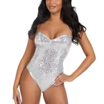 Sequin Bodysuit - Small - Silver Costumes Leg Avenue