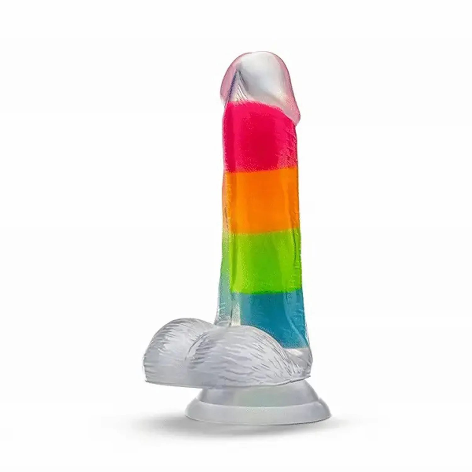 Neo Elite Glow in the Dark Rainbow Rave 6.5" Silicone Dual Density Dildo Multicolored Festival & Rave Blush