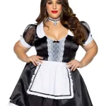 Plus Classic French Maid Costume - 3x/4x - Black / White Costumes Leg Avenue
