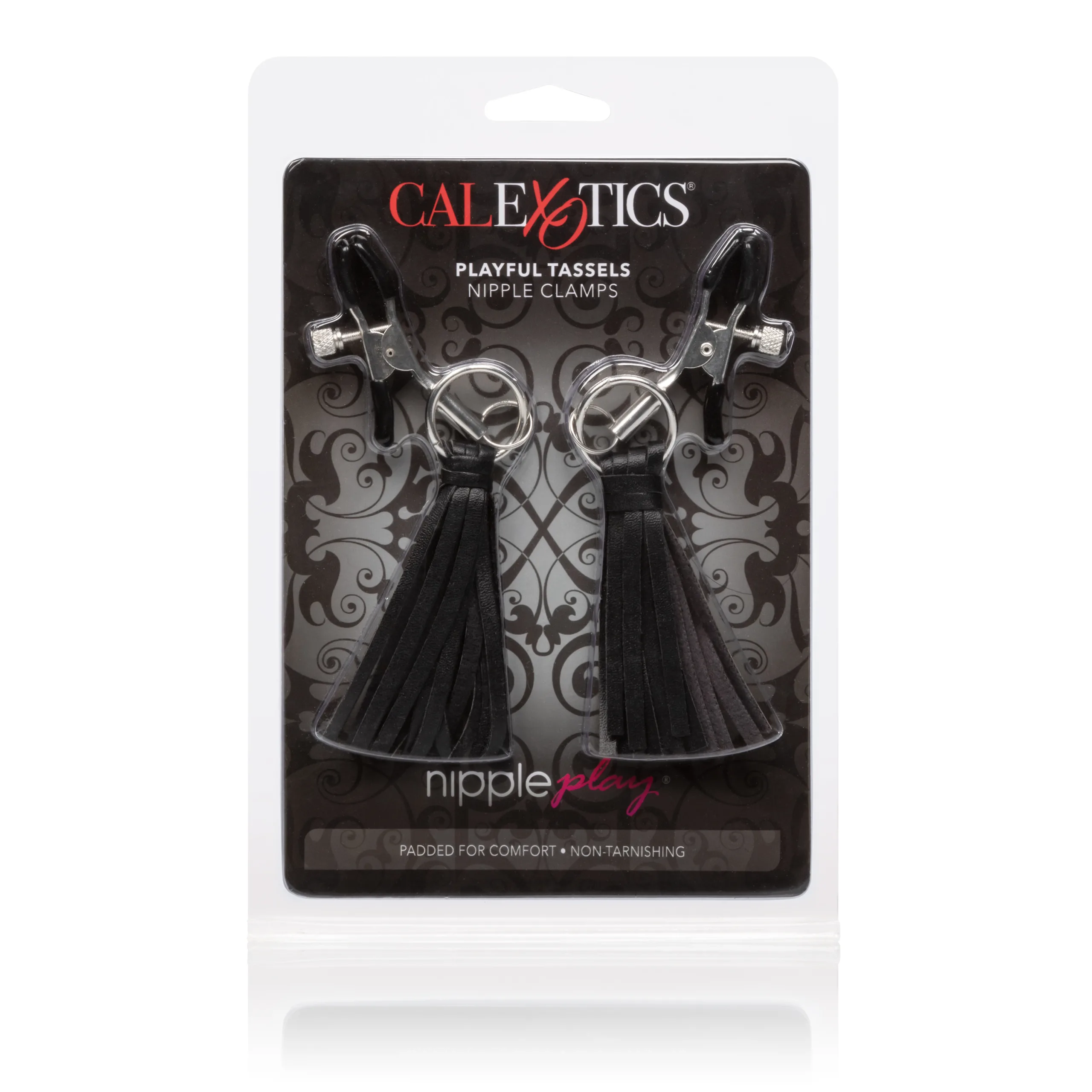 Nipple Play Playful Tassels Nipple Clamps - Black BDSM & Kink CalExotics