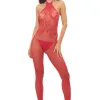 Love Stroke Stones Heart Bodystocking and G-String Red - Os Panties & Thongs Rene Rofe