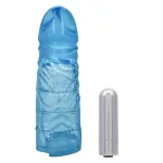 Up Extended It Up Vibrating Extension Sleeve - Blue Rechargeable Enhancers CalExotics