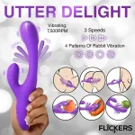 Tri-Flick Flicking Silicone Rabbit Vibrator - Purple Vibrators XR Brands