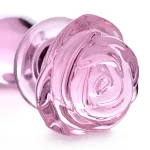 Pink Rose Glass Anal Plug - Medium Anal Play XR Brands