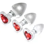 Red Heart Gem Glass Anal Plug Set Anal Play XR Brands