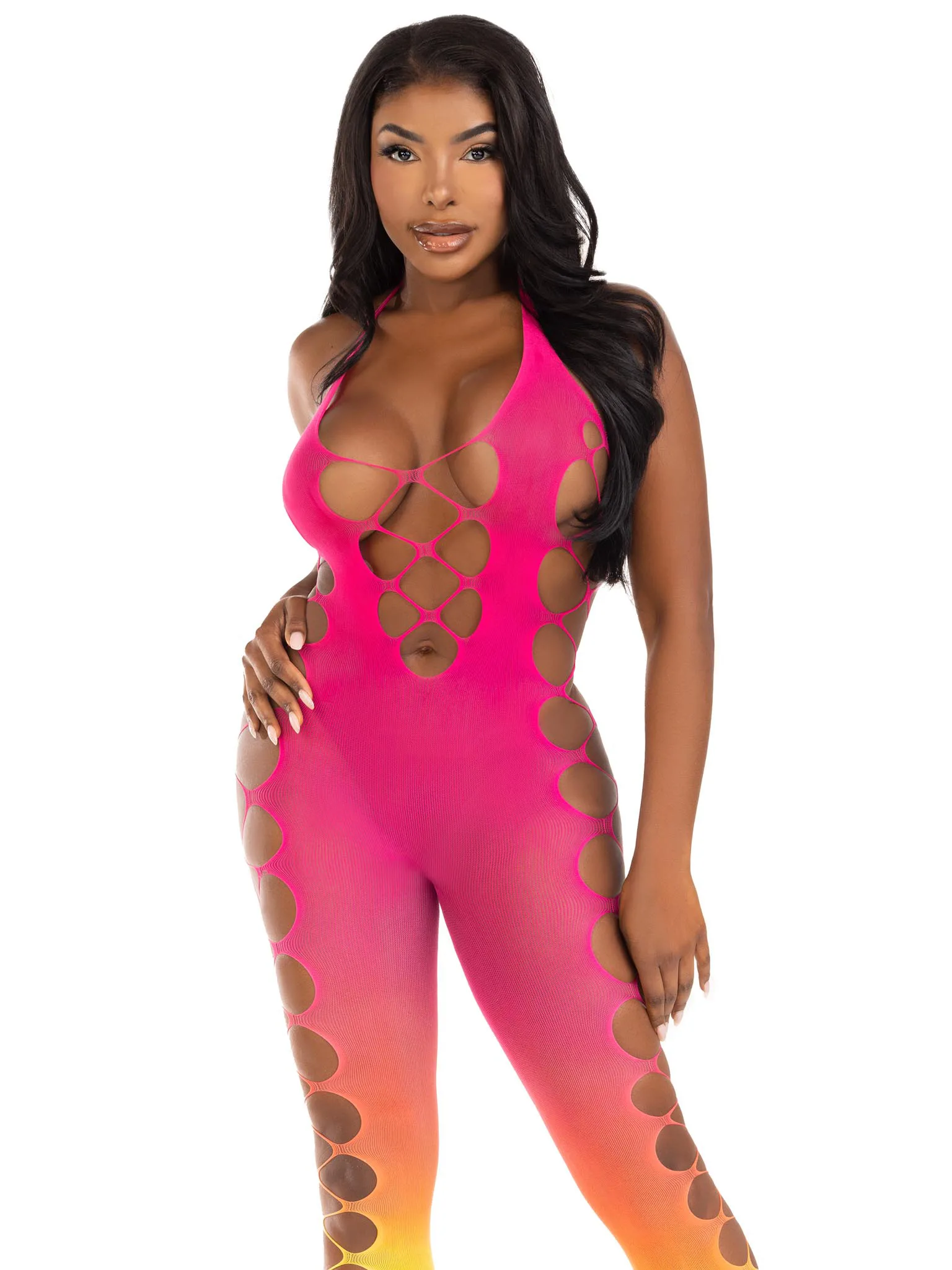 Ombre Footless Bodystocking - One Size - Sunset Teddies & Bodysuits Leg Avenue