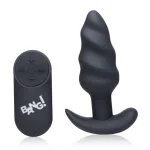 21x Silicone Swirl Plug With Remote -Black Anal Play XR Brands