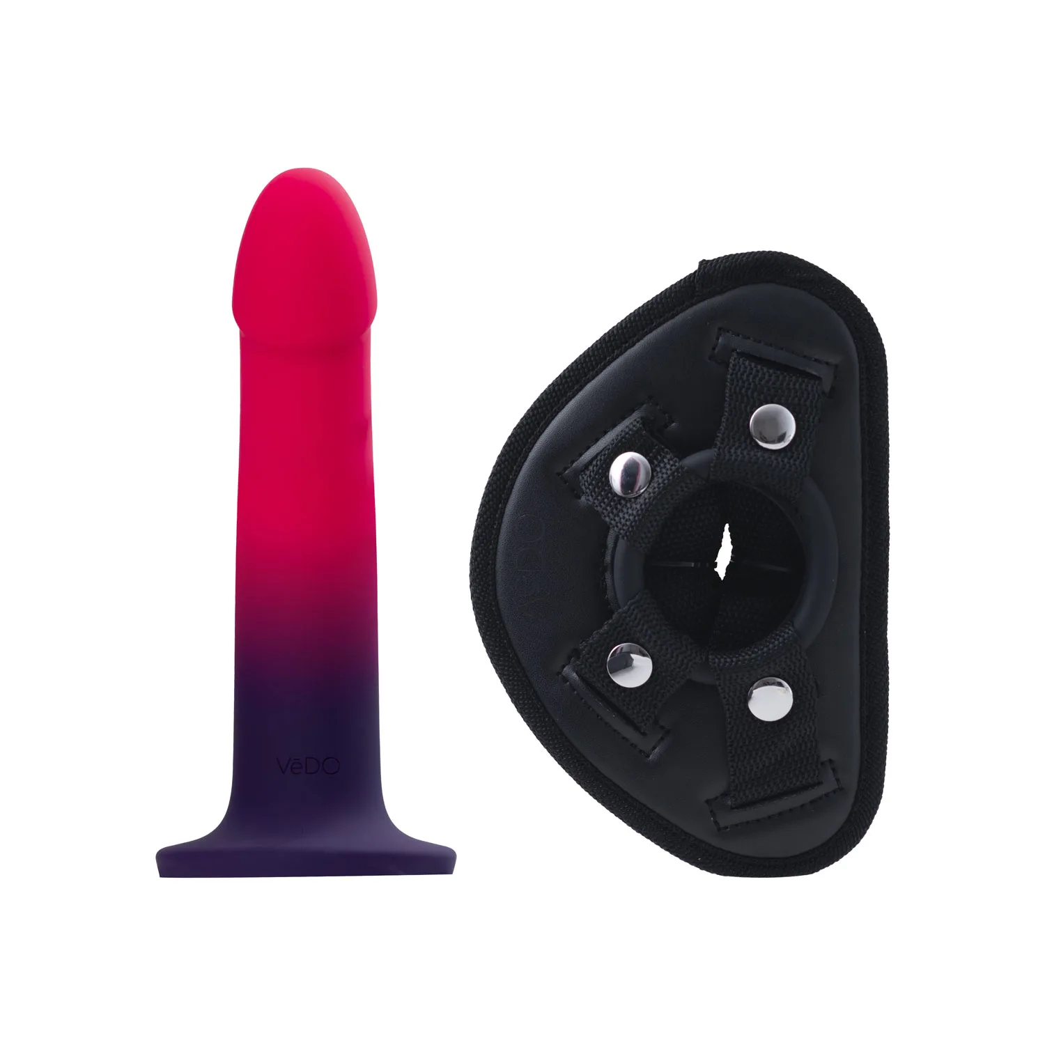 Duo Semi-Realistic Dildo With Harness - Pink/purple Dildos VeDO