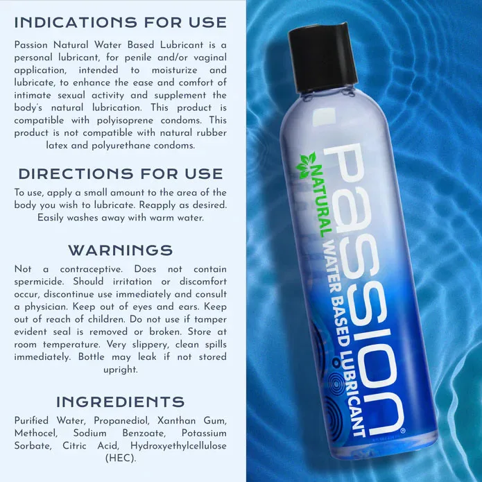 Passion Natural Water Based Lubricant 8 Oz Lubes & Essentials XR Brands