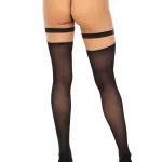 Opaque Thigh Highs With Heart Garter Top - One Size - Black Hosiery & Garters Leg Avenue