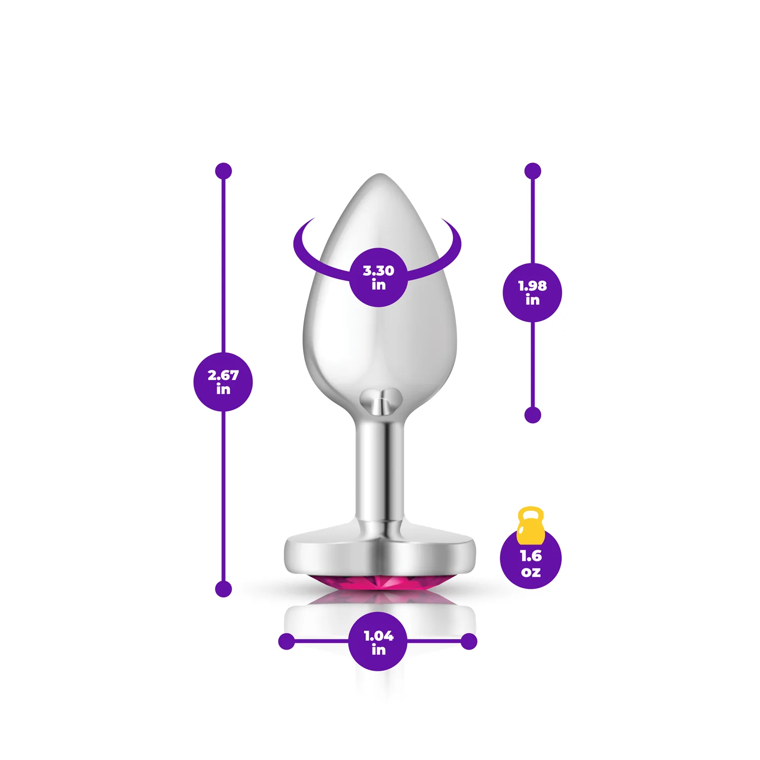 Bright Pink Heart Gem Silver Metal Plug - Sm Anal Play Viben