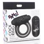 Bang - Silicone Cock Ring and Bullet With Remote Control - Black Vibrators XR Brands