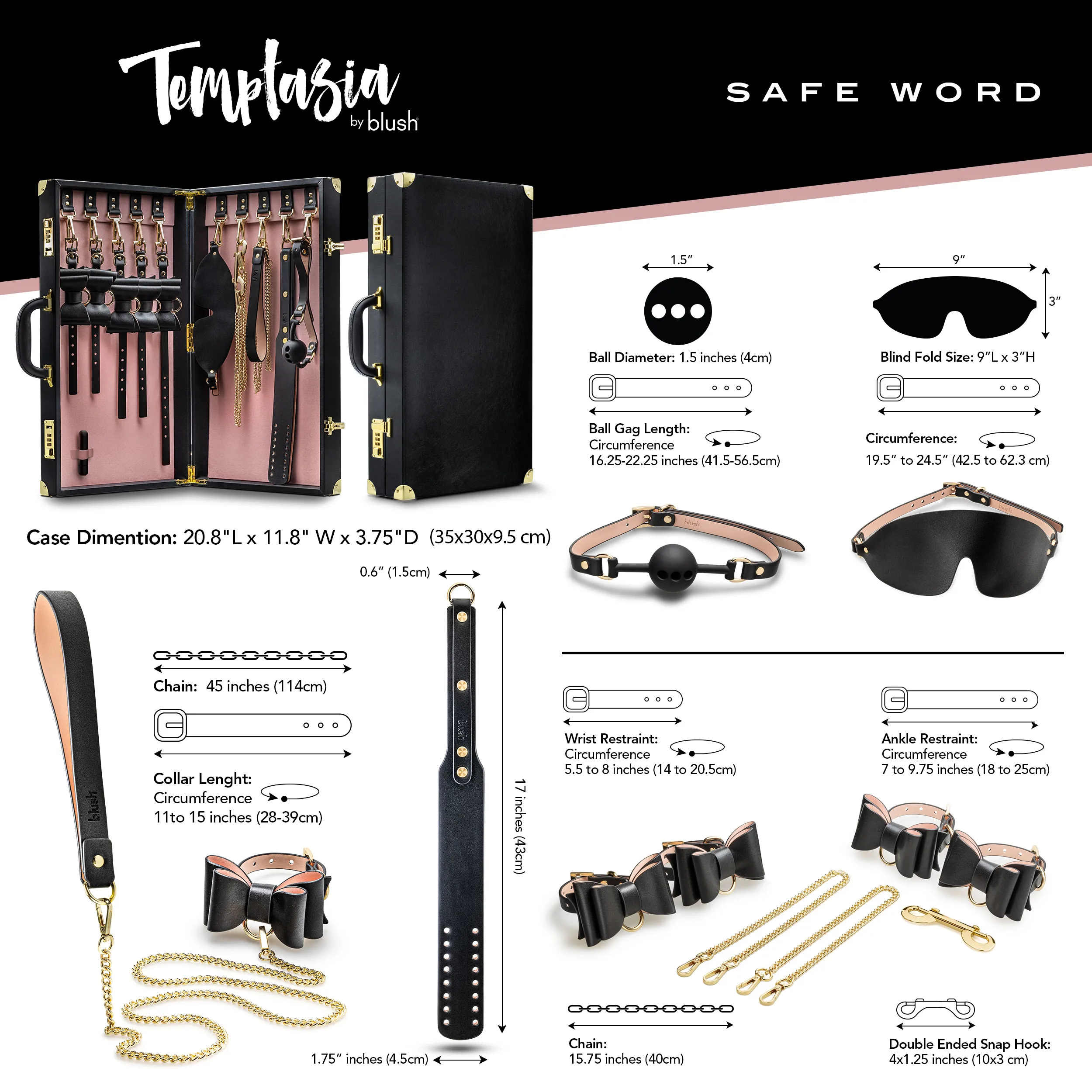 Temptasia - Safe Word - Bondage Kit With Suitcase - Black BDSM & Kink Blush