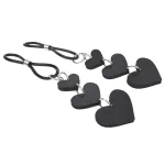 Heart Nipple Ties - Black Nipple Stimulators | Nipple Clamps Non-Vibrating Sportsheets