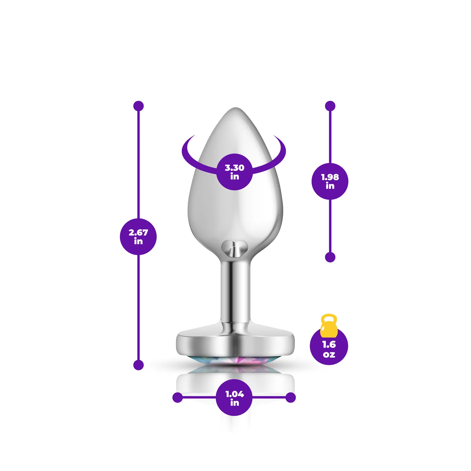 Clear Iridescent Heart Gem Silver Metal Plug - Sm Anal Play Viben