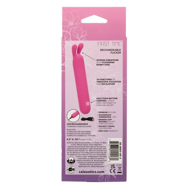 First Time Rechargeable Flicker - Pink Vibrators CalExotics