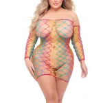 Taste the Rainbow Dress and Sleeves - Rainbow Lingerie Pink Lipstick