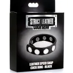 Cock Gear Leather Speed Snap Cock Ring - Black Cockrings | Adjustable XR Brands
