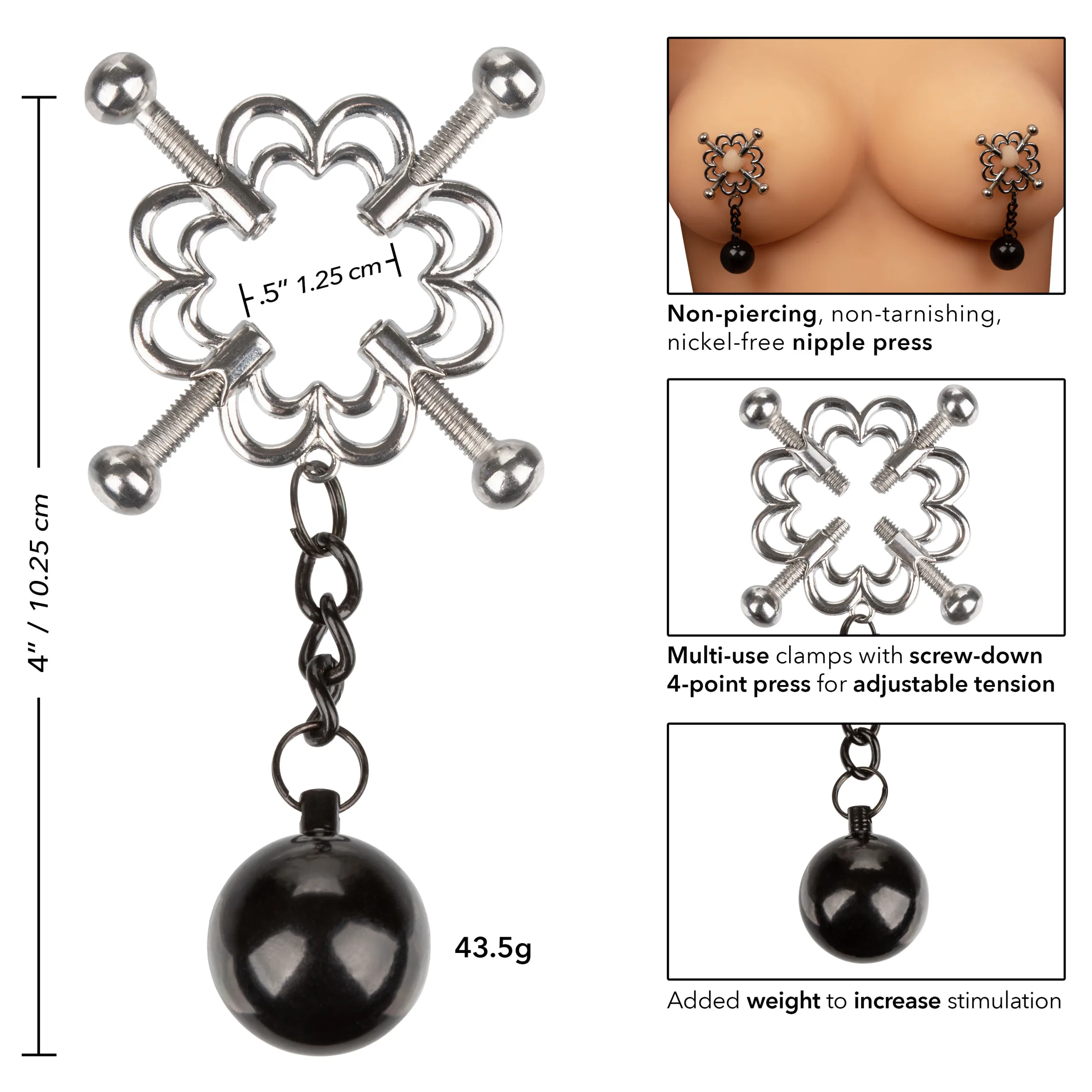 Nipple Grips 4-Point Weighted Nipple Press BDSM & Kink CalExotics