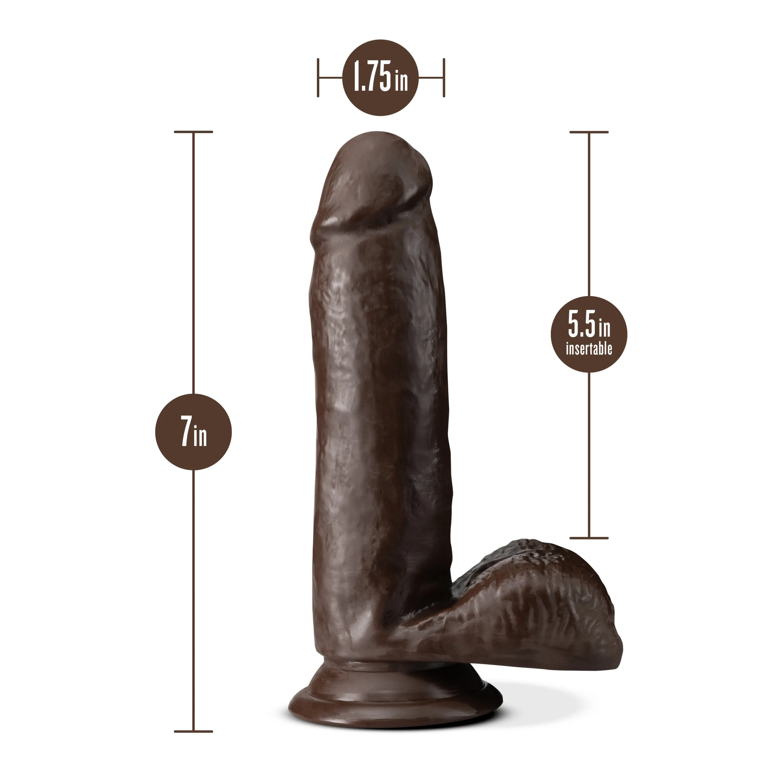 Dr. Skin Plus - 7 Inch Posable Dildo With Balls - Chocolate Dildos Blush