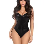 Sequin Bodysuit - Large - Black Costumes Leg Avenue