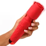 Pleasure Rose 10x Silicone Wand With Rose Attachment - Red Lubes & Essentials XR Brands