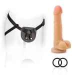 For You Harness Kit With 7 Inch Cock (Beige) Black Harness Dildos Blush