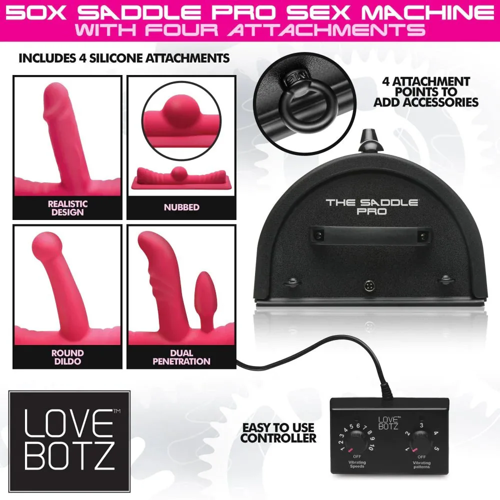 Love Botz 50x Saddle Pro Sex Machine With 4 Attachments Lubes & Essentials XR Brands