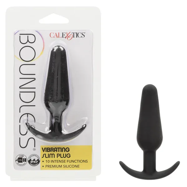 Boundless Vibrating Slim Plug - Black Vibrators CalExotics
